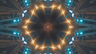 Kaleidoscope shot of night city lights