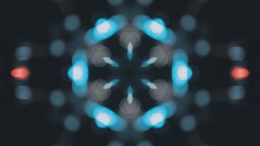 Kaleidoscope shot of blue lights in motion