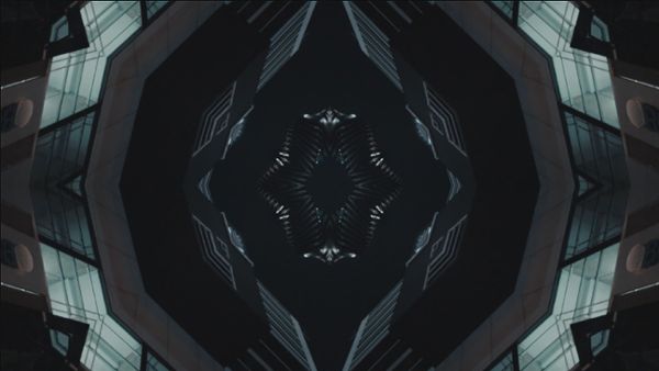 Kaleidoscope shot of a building at night