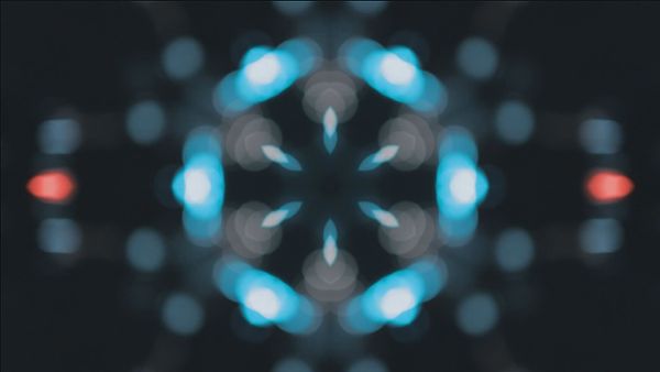 Kaleidoscope shot of blue lights in motion